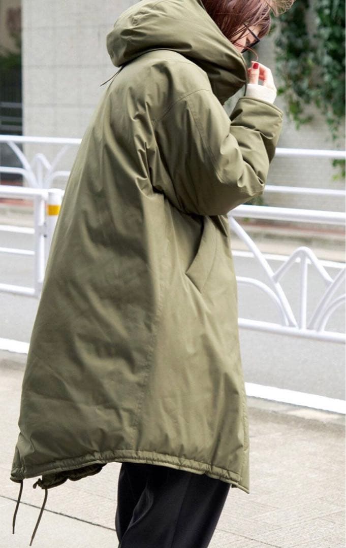 完売 新品 Spick and Span 撥水フーデッドダウンコート カーキ