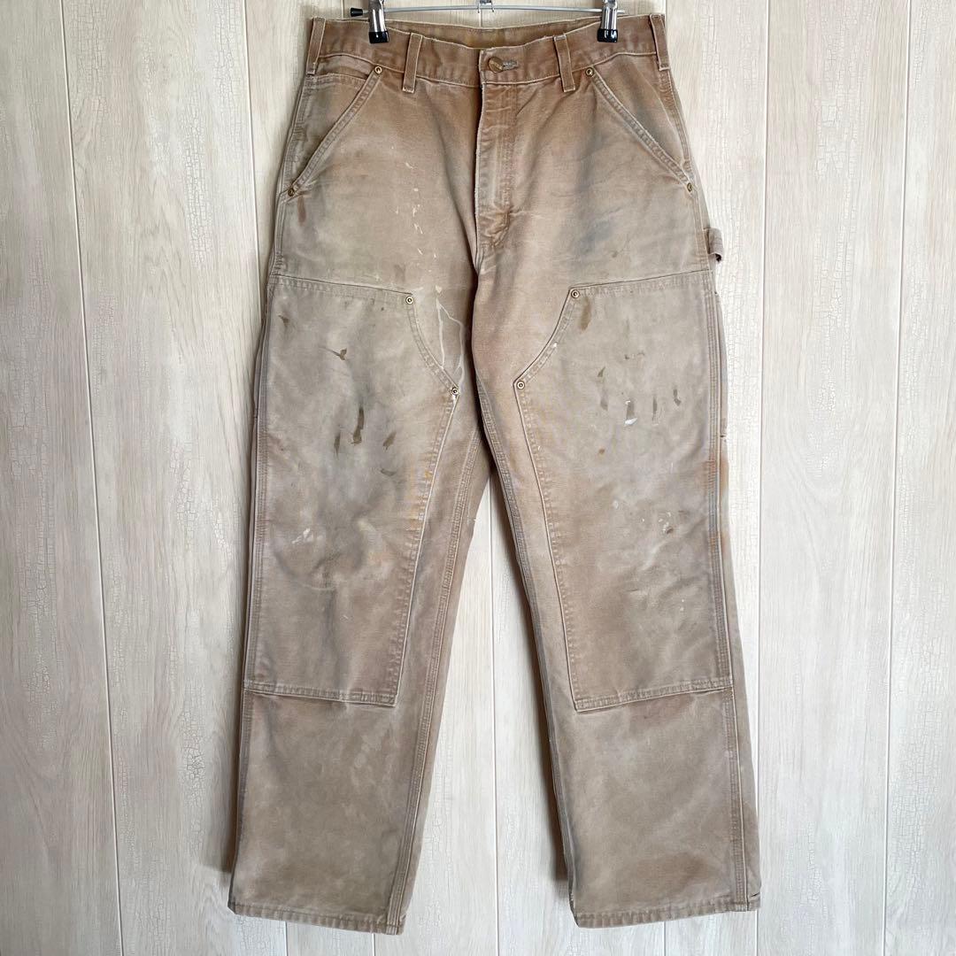 ベ*ー様 Carhartt USA製 ダブルニー フェード パンツ 古着 ボロ