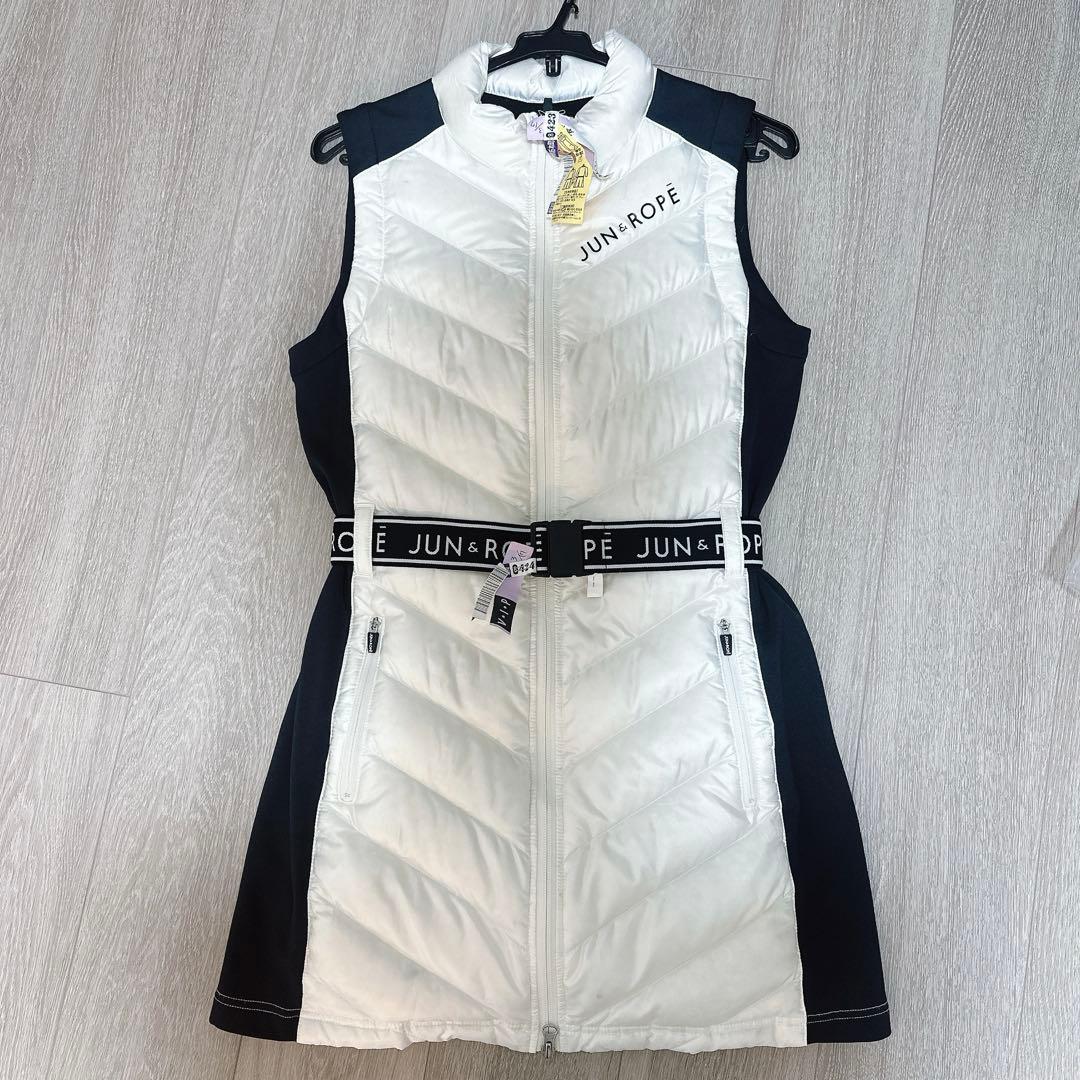 JUN & ROPE’ ダウンベストワンピース　ホワイト/ネイビー
