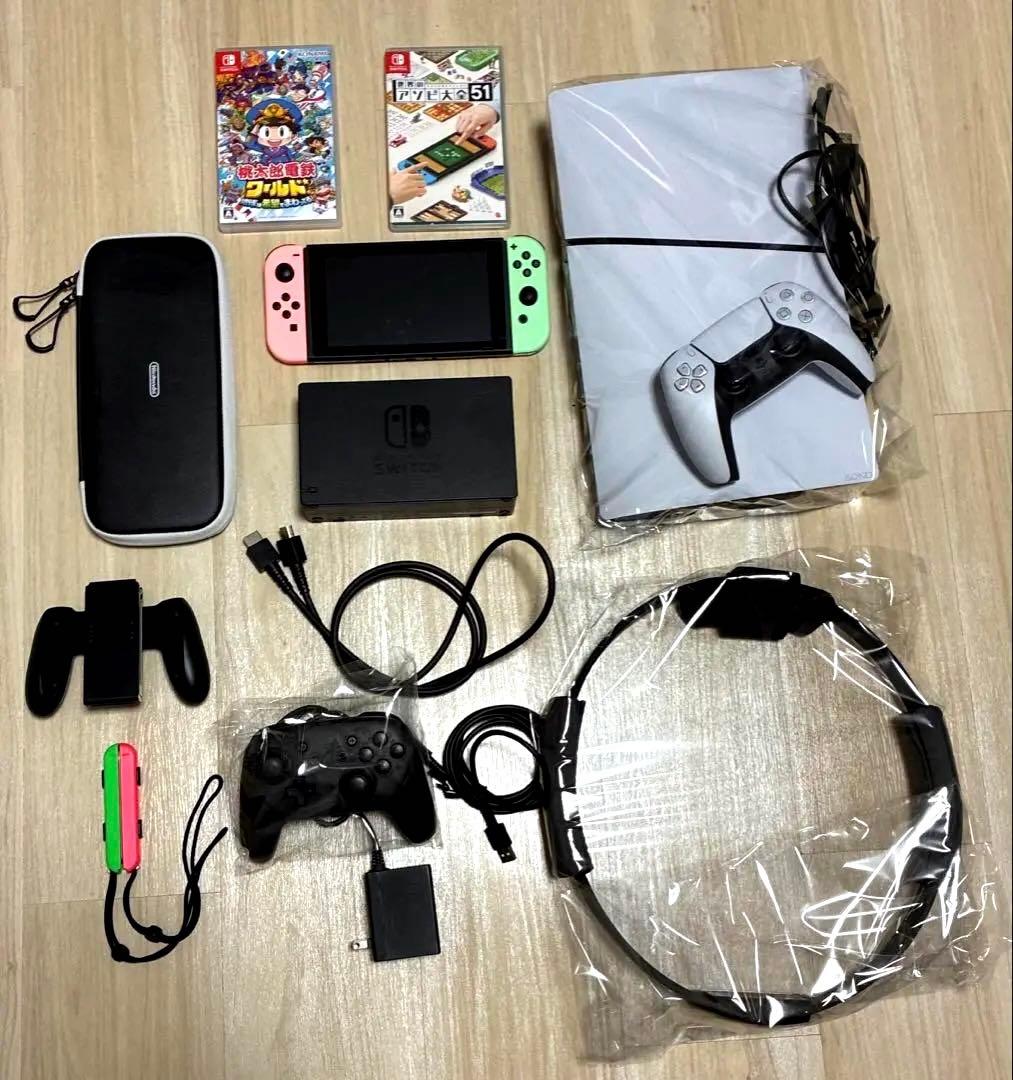 PS5(使用3ヶ月) & Switch(2021年製) プロコン、ソフト2個付