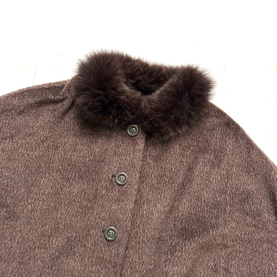 PIACENZA希少ベビーラマウール フォックスファーケープコート ポンチョ