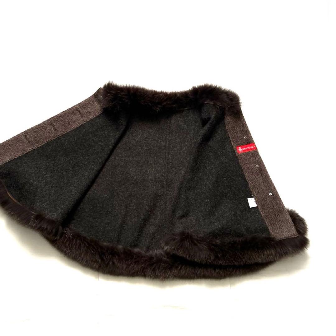 PIACENZA希少ベビーラマウール フォックスファーケープコート ポンチョ