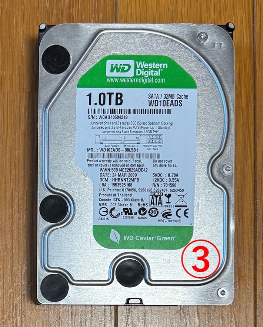 Western Digital 3.5” HDD 1TB SATA [4個]