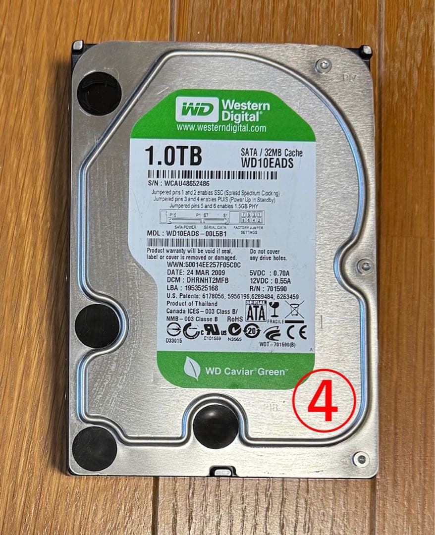Western Digital 3.5” HDD 1TB SATA [4個]