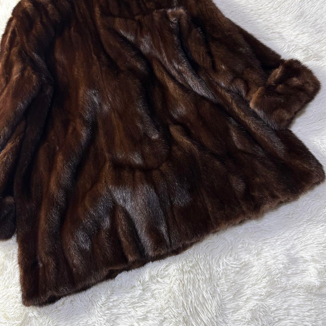 EMBA エンバ ミンク 本毛皮 ファーコート ダークブラウン L相当 艶