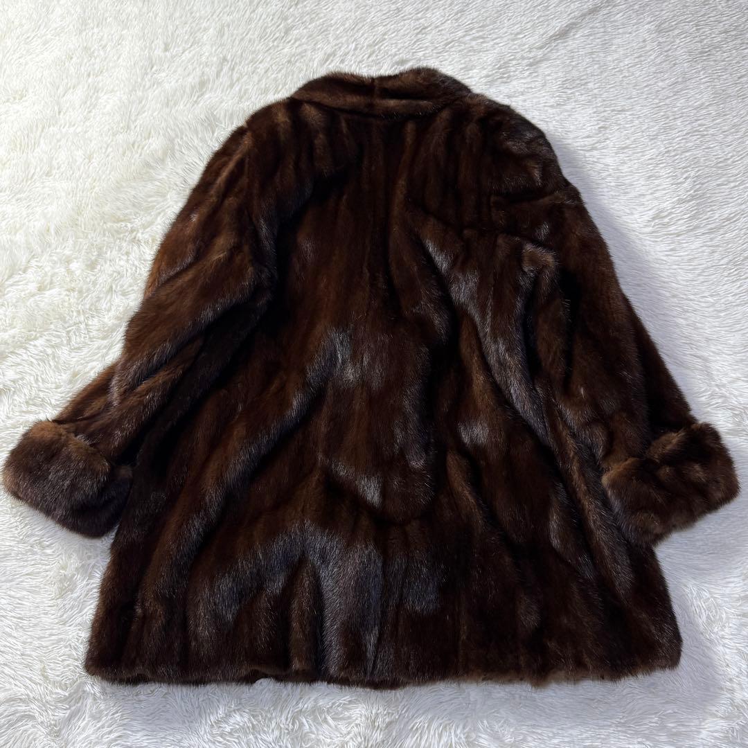 EMBA エンバ ミンク 本毛皮 ファーコート ダークブラウン L相当 艶