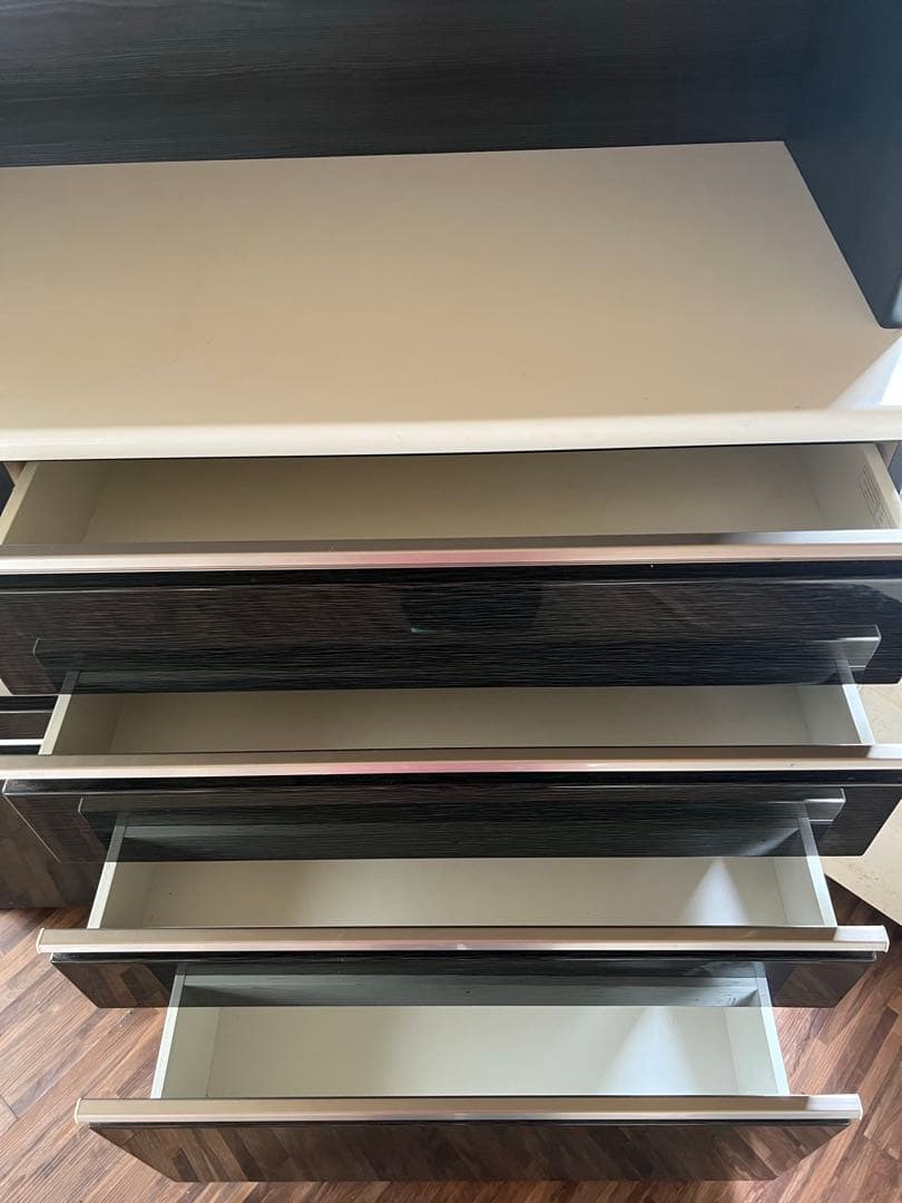 ニトリ キッチンボード（Nポスティア120KB BK）ブラック 食器棚コンセント