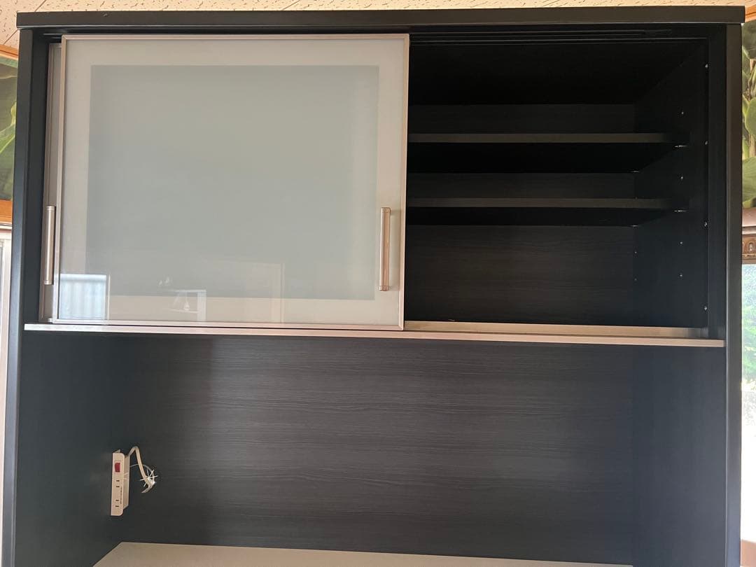 ニトリ キッチンボード（Nポスティア120KB BK）ブラック 食器棚コンセント