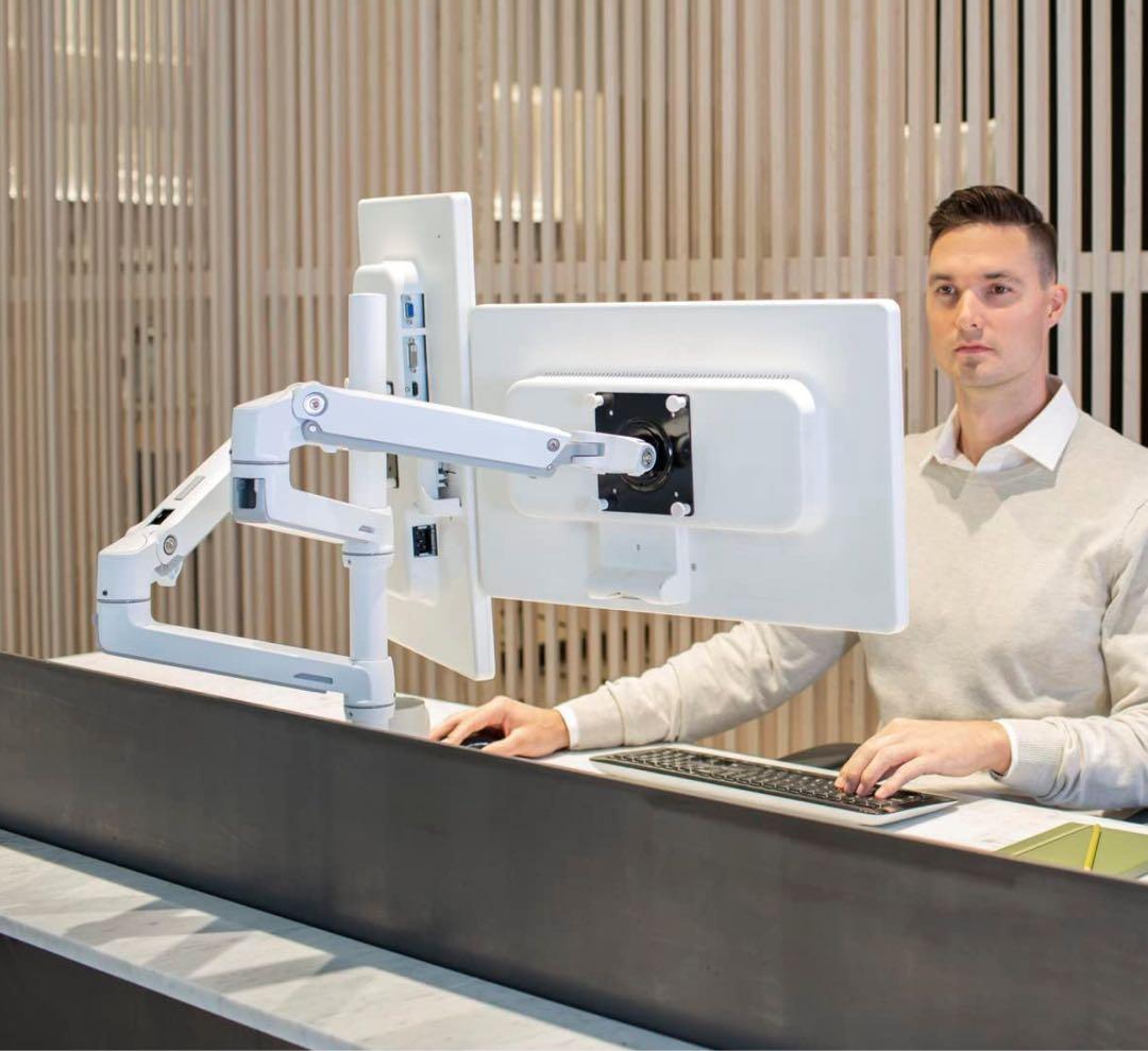 デュアルモニターアーム クランプ式 ホワイト