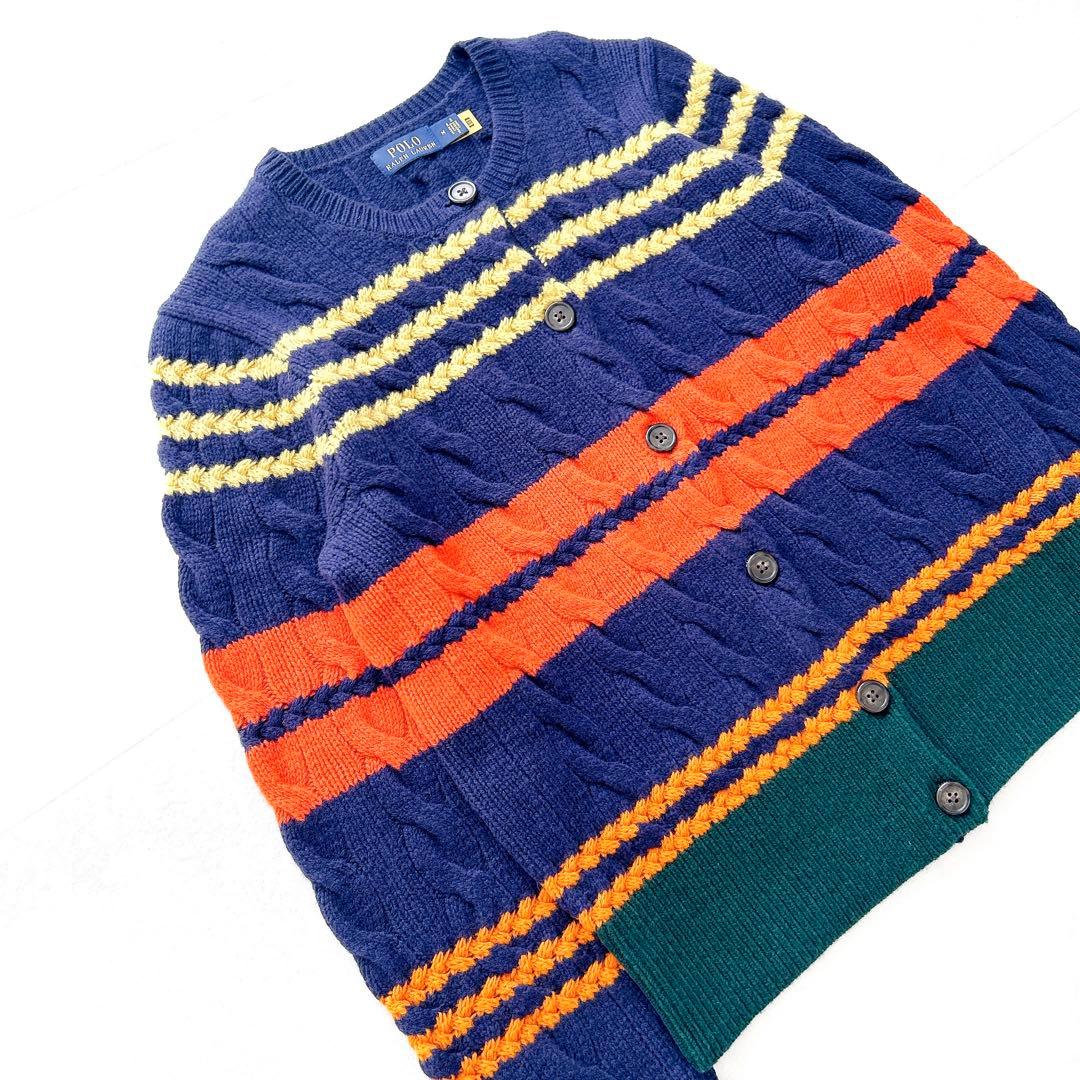 現行✨ポロラルフローレン　カシミヤ混マルチボーダーニットカーディガン芸能人着用M