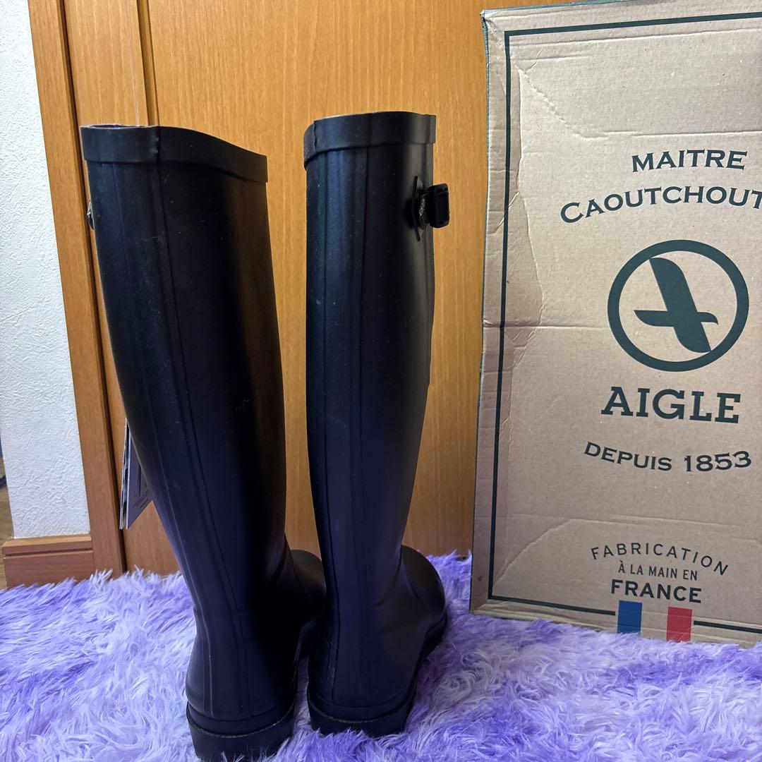 半額‼️AIGLE ブラック レインブーツ