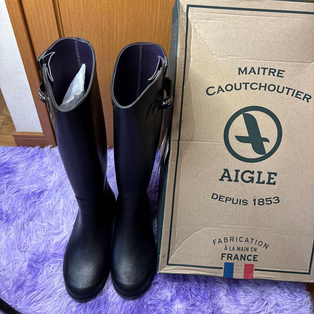 半額‼️AIGLE ブラック レインブーツ