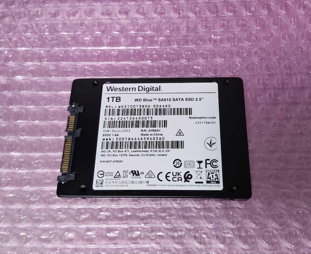 WD 使用時間少なめ 2.5インチ SATA SSD 1TB ★9
