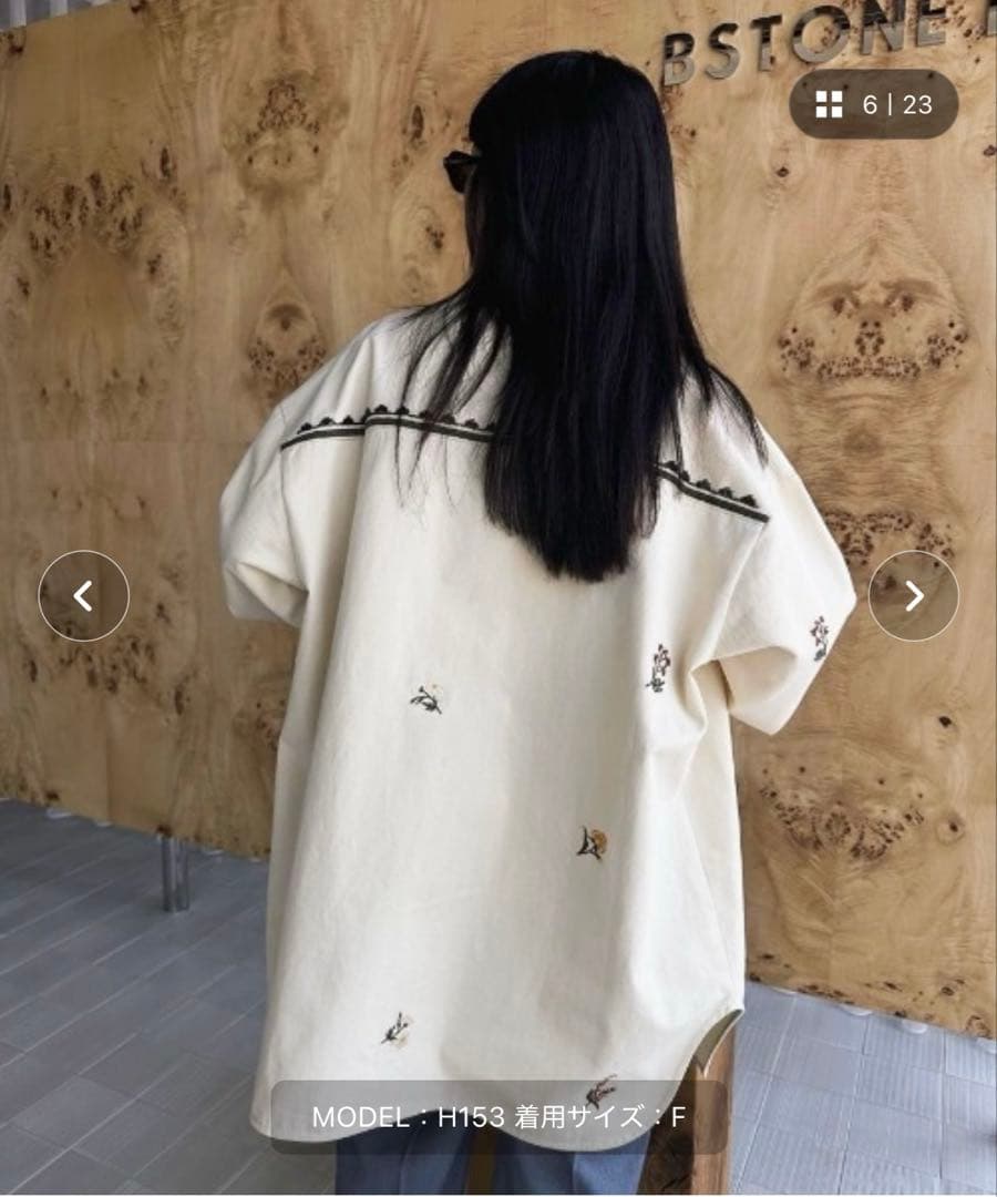 アメリSMALL FLOWER OVER SHIRTフラワーシャツ　アイボリー