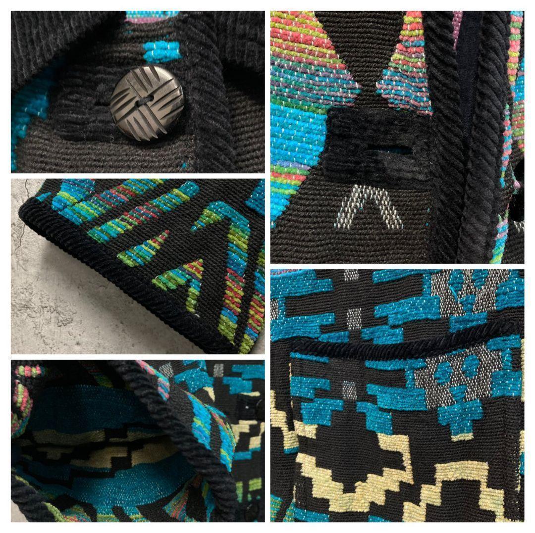 US古着【ネイティブ 総柄 民族 ゴブラン ブランケット ジャケット】メンズXL