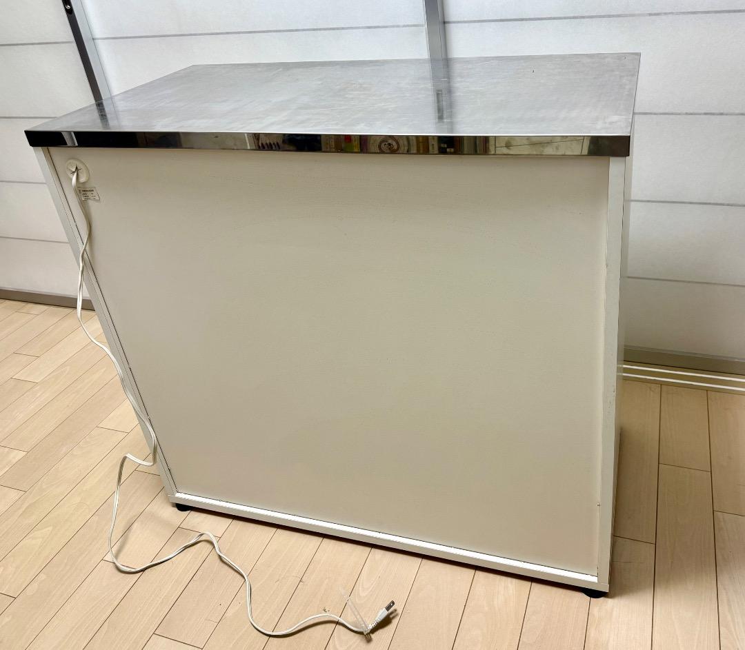 送料込 キッチンキャビネット90 引出6 ステンレス天板 キャスター電源付 国産