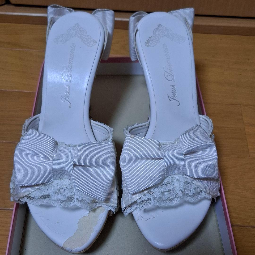 Jesus Diamante ホワイトリボンミュール