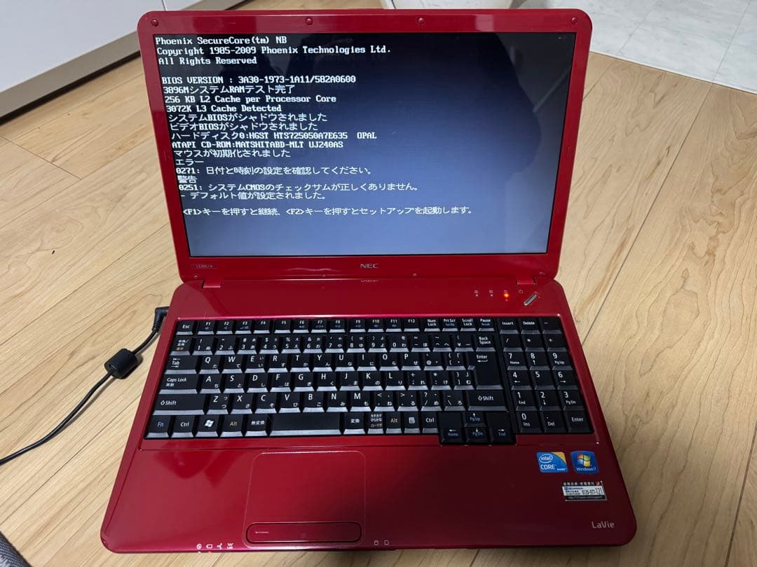 NEC ノートパソコン PC-LS350AS1TR（レッド系）