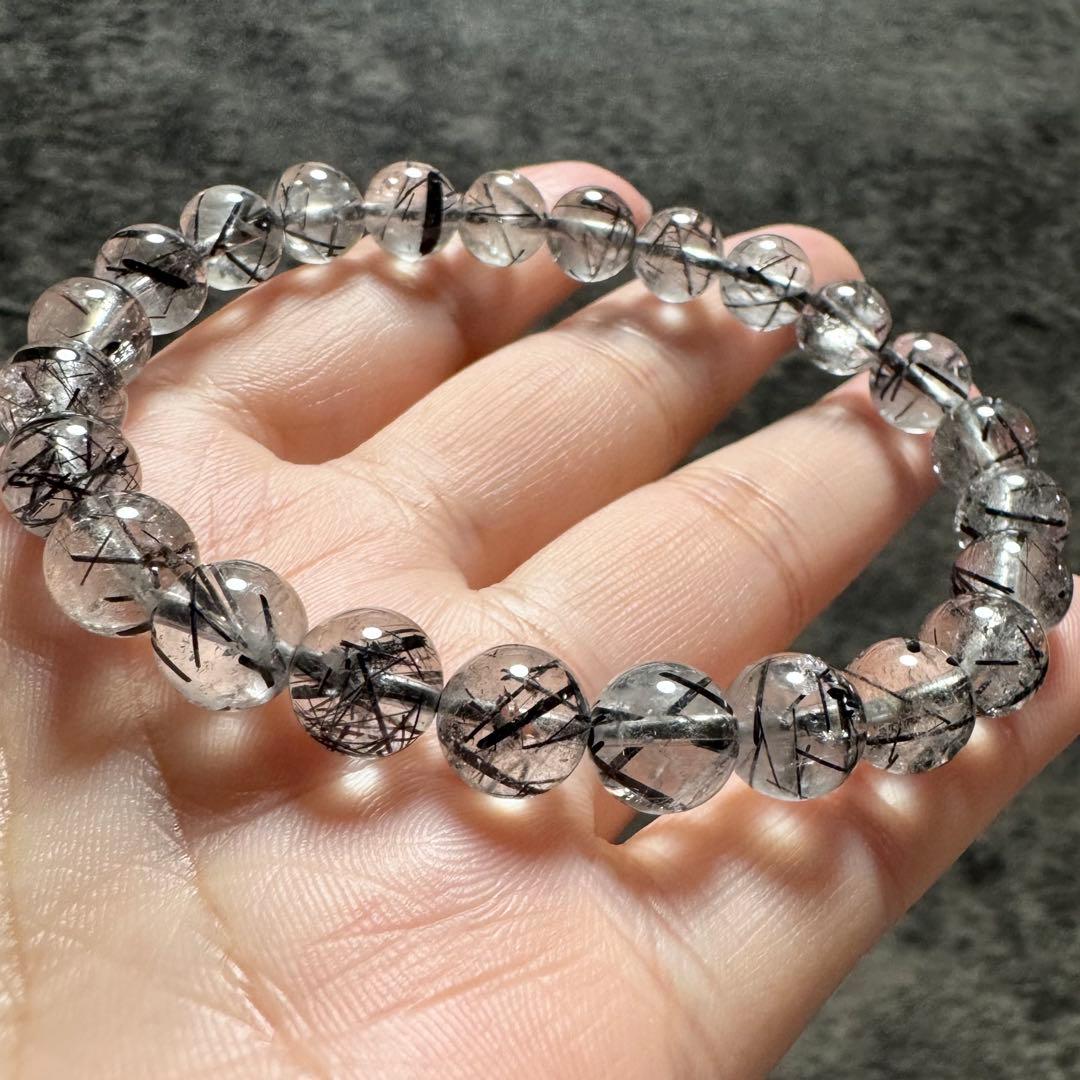 ブラックルチル 8mm ルチル 天然石 ブレスレット