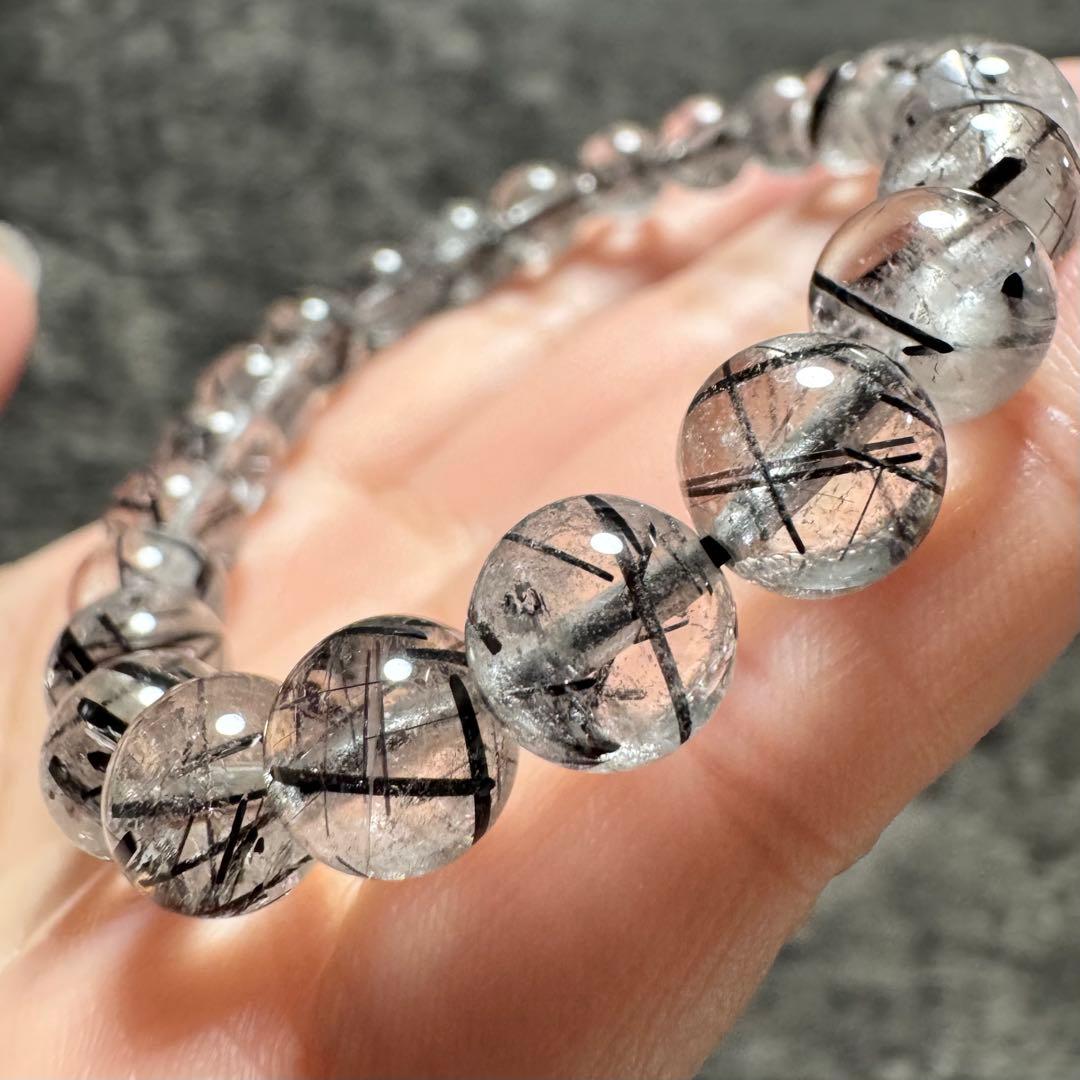 ブラックルチル 8mm ルチル 天然石 ブレスレット
