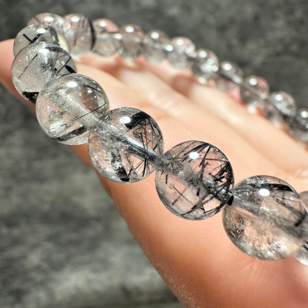 ブラックルチル 8mm ルチル 天然石 ブレスレット