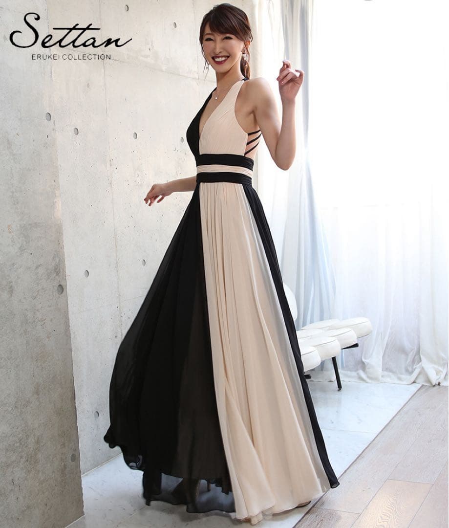 Settann 2トーンマキシドレス