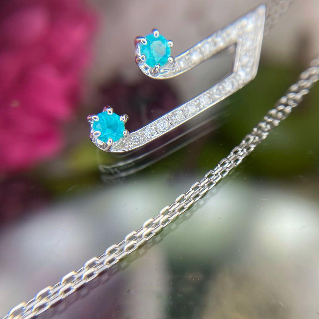 『専用です』天然パライバトルマリン 音符モチーフ 計0.22ct 中宝研ブラジル