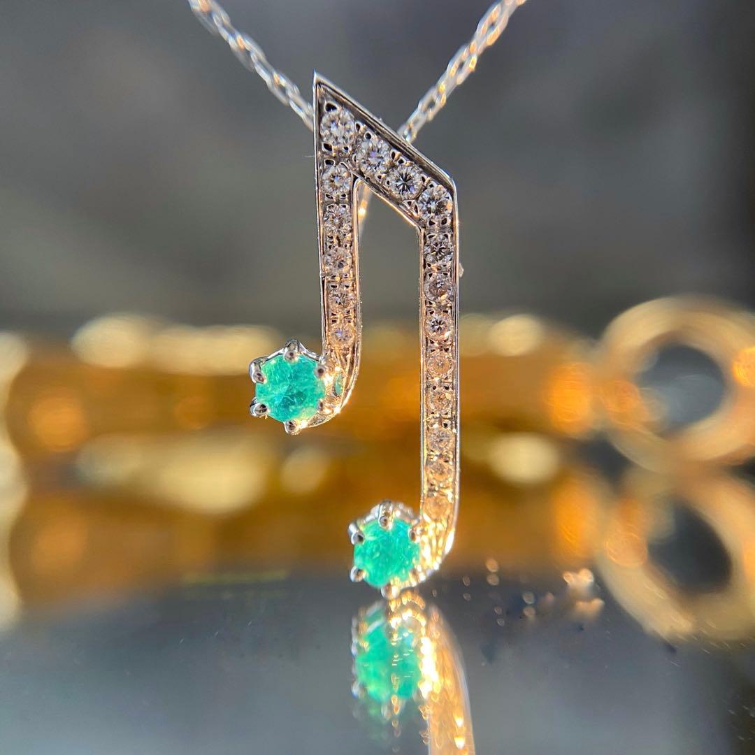 『専用です』天然パライバトルマリン 音符モチーフ 計0.22ct 中宝研ブラジル