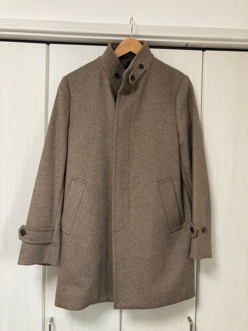 ブラウン スタンドカラー コート