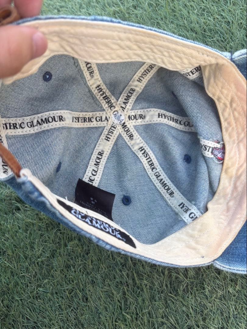 早い者勝ち【ヒステリックグラマー】キャップ　デニム　牛革　刺繍　フリーサイズ