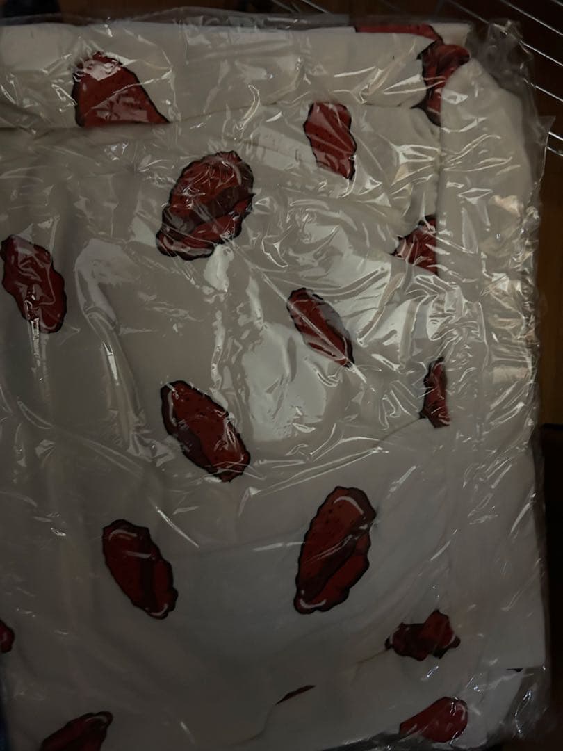 カラミチキンフード付きスウェット プニュズ　サイゼリヤメニュー総柄　新品未使用