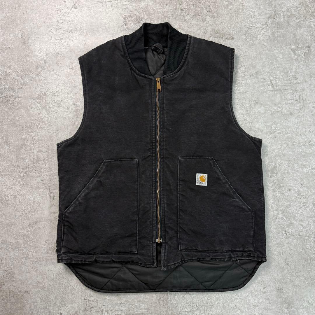 はく様カーハート【L】 USA製90s ダックベスト 腰ゴム フェード 雰囲気◎