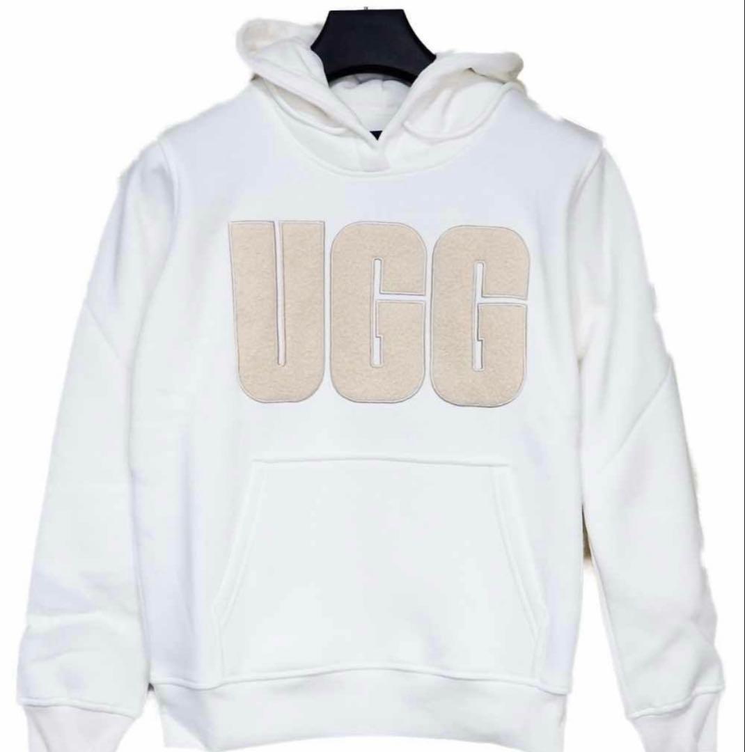 UGG パーカー ホワイト フーディー 刺繍 M アグ