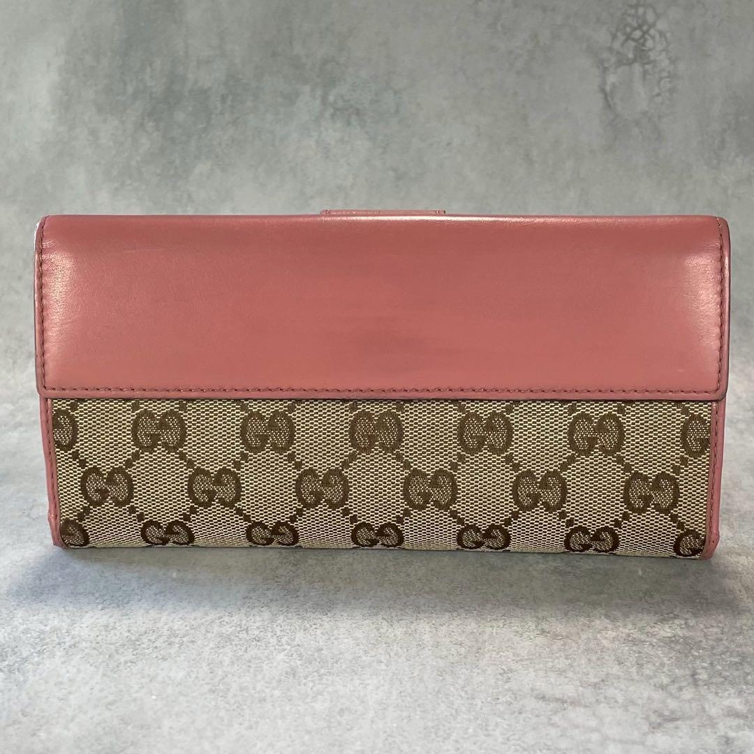 グッチ GUCCI ラブリーハート GGキャンバス 長財布 Wホック ピンク