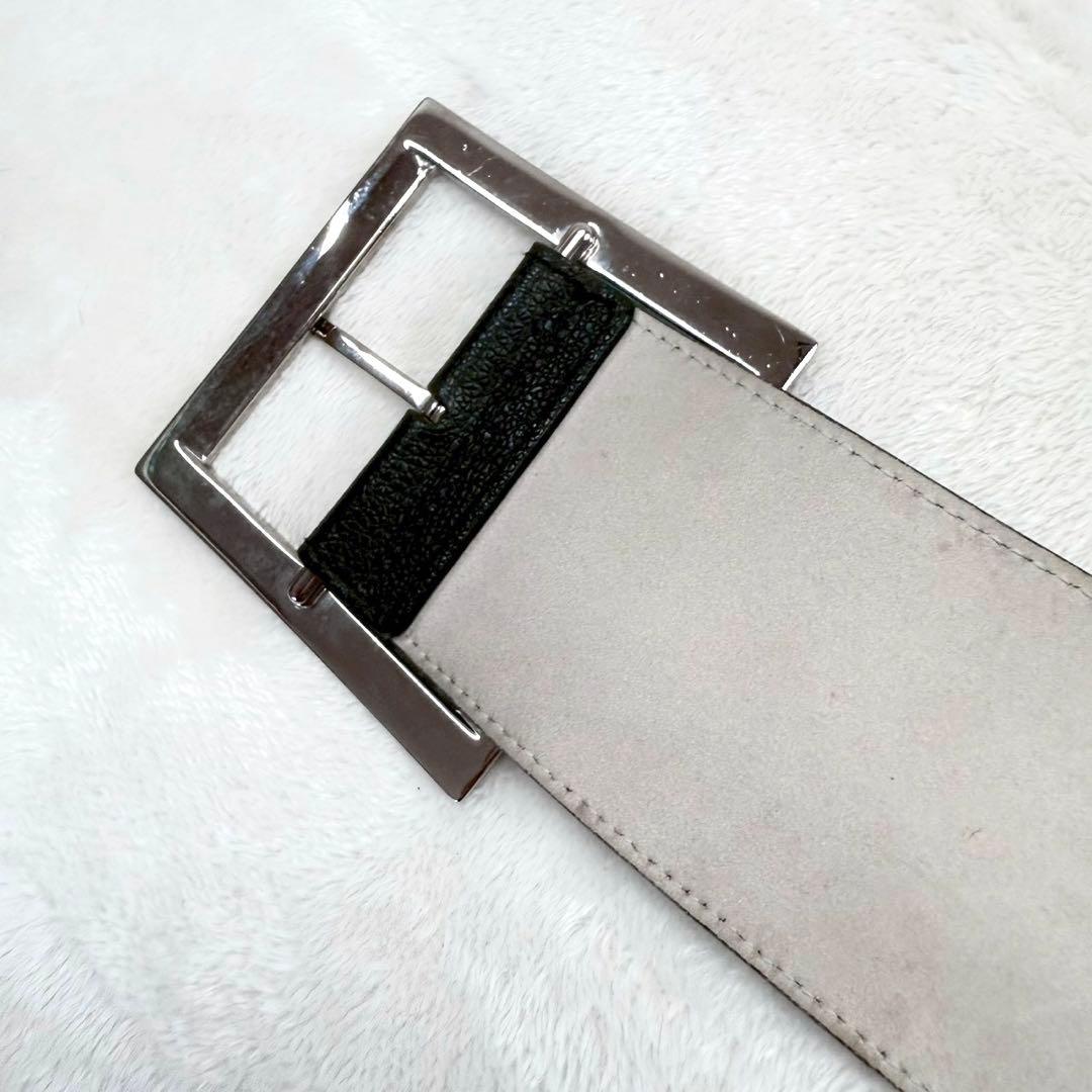 ブルガリ レザー ベルト 黒 太ベルト 本革BVLGARI