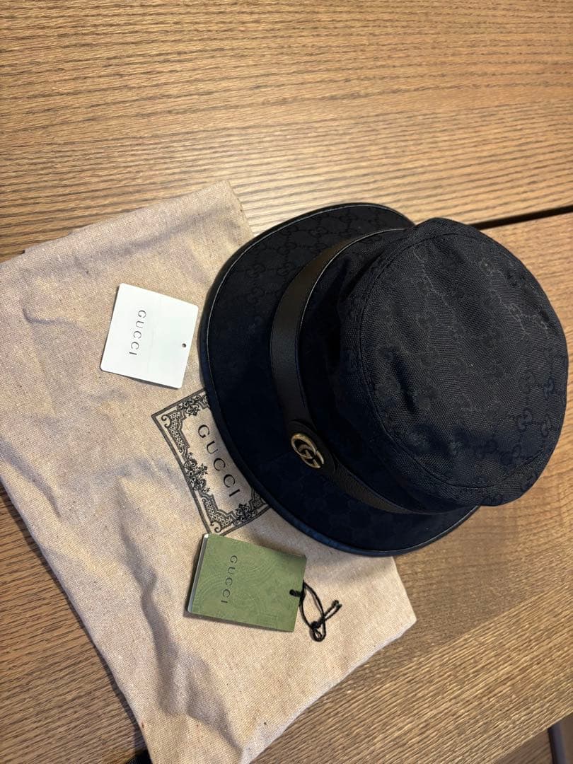 【未使用】GUCCI ブラック バケットハット M(58cm)／ブラック／メンズ