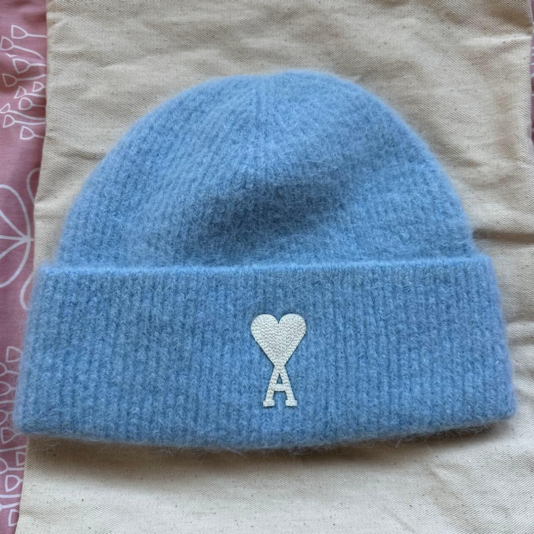 アミパリス　ami paris ニット帽 ライトブルー ハート刺繍　　売り切り