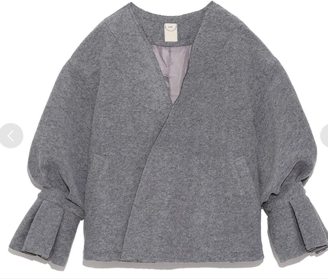 S様　ヌル　null. フラワースリーブ　ショート　ジャケット　グレー　コート