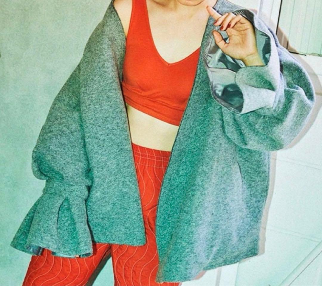 S様　ヌル　null. フラワースリーブ　ショート　ジャケット　グレー　コート