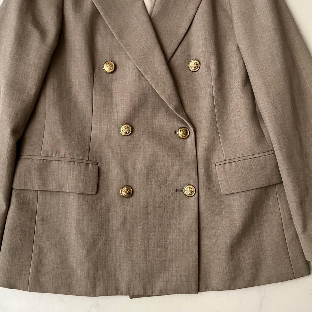 ユナイテッドアローズ 金ボタン ダブル テーラードジャケット ベージュ ウール