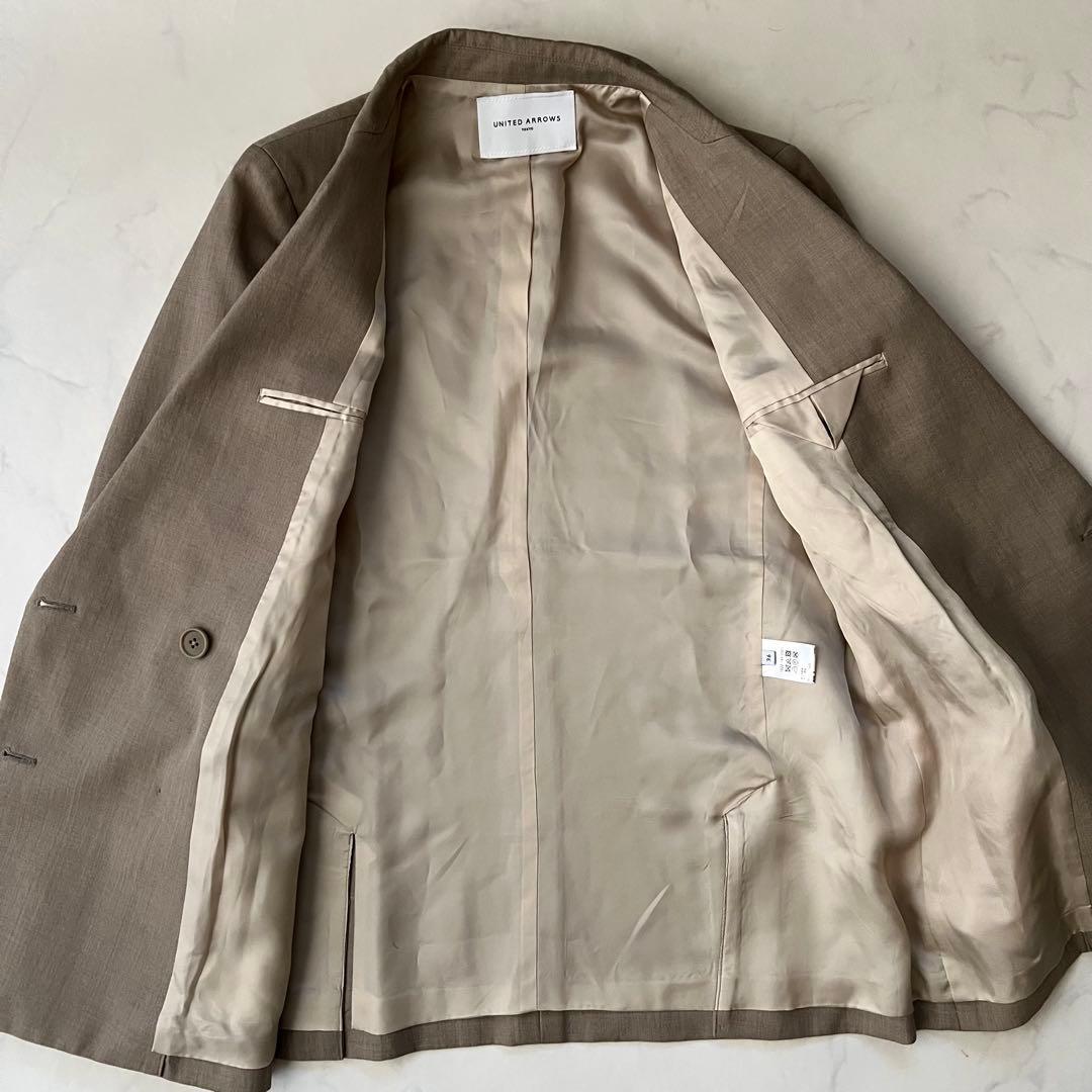 ユナイテッドアローズ 金ボタン ダブル テーラードジャケット ベージュ ウール