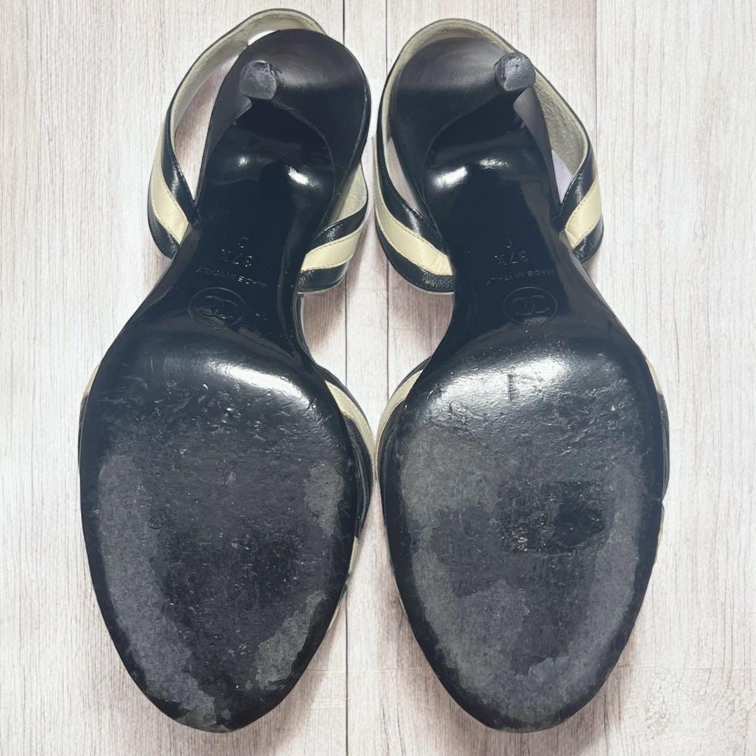 【CHANEL 】ココマーク ベージュ ×ブラック ストラップミュール　パンプス