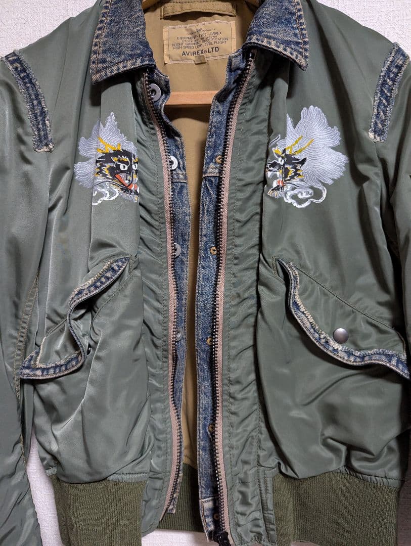 AVIREXドラゴンMA-1 ジャケット デニム切り替え　Mサイズ