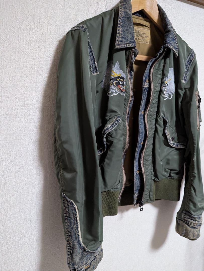 AVIREXドラゴンMA-1 ジャケット デニム切り替え　Mサイズ
