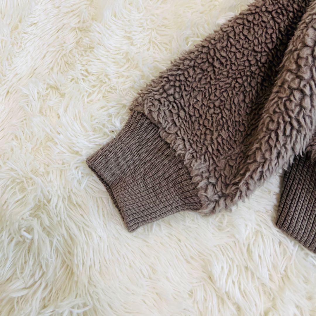 近年 ギャルリーヴィー シープボアフーデッドブルゾン ブラウン ウール100%