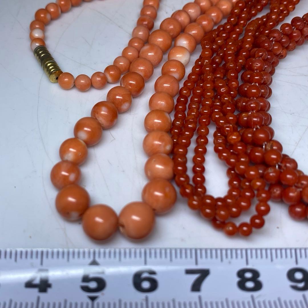 本赤珊瑚ネックレス3本　70g 東さ8-0120☆2F