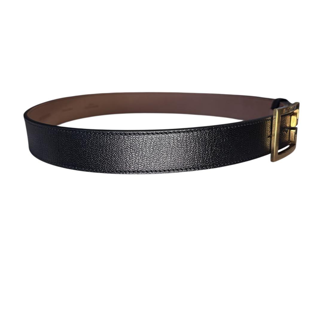 GIVENCHY Gロゴバックル　ベルト　ゴールド　ブラック　イタリア製