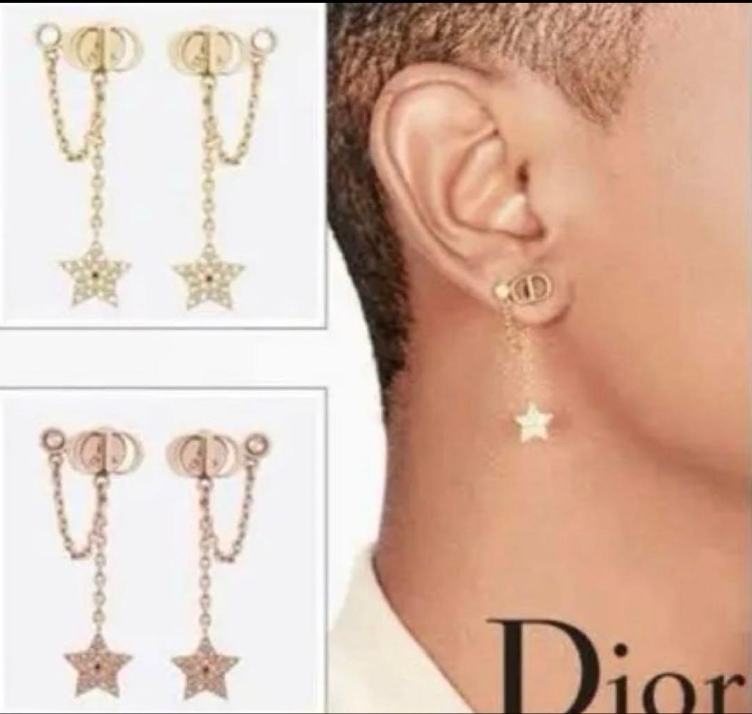 美品クリスチャンディオール GPゴールド チェーン スター CDロゴ　片耳