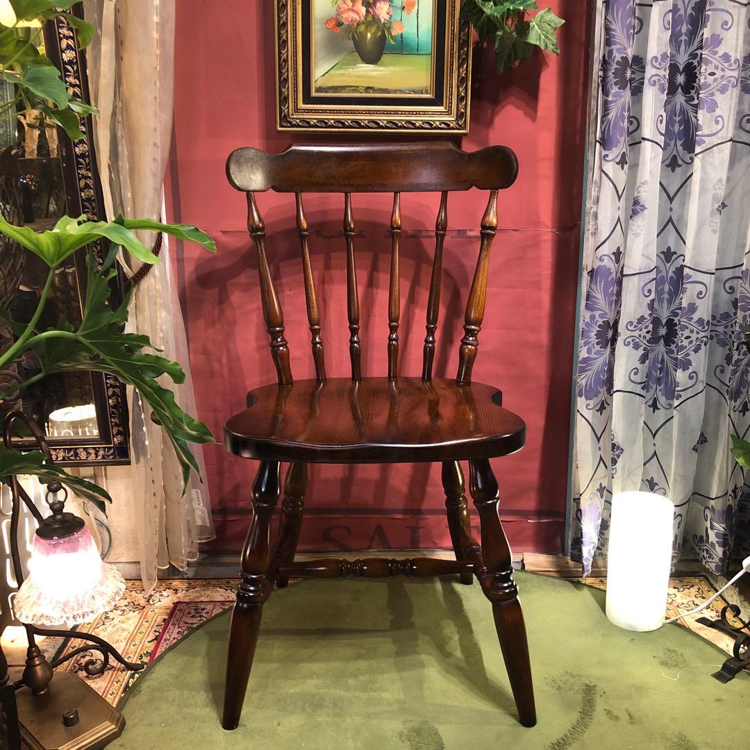 L ２-２　キツツキマーク ヴィンテージ スピンドルチェア　飛騨産業