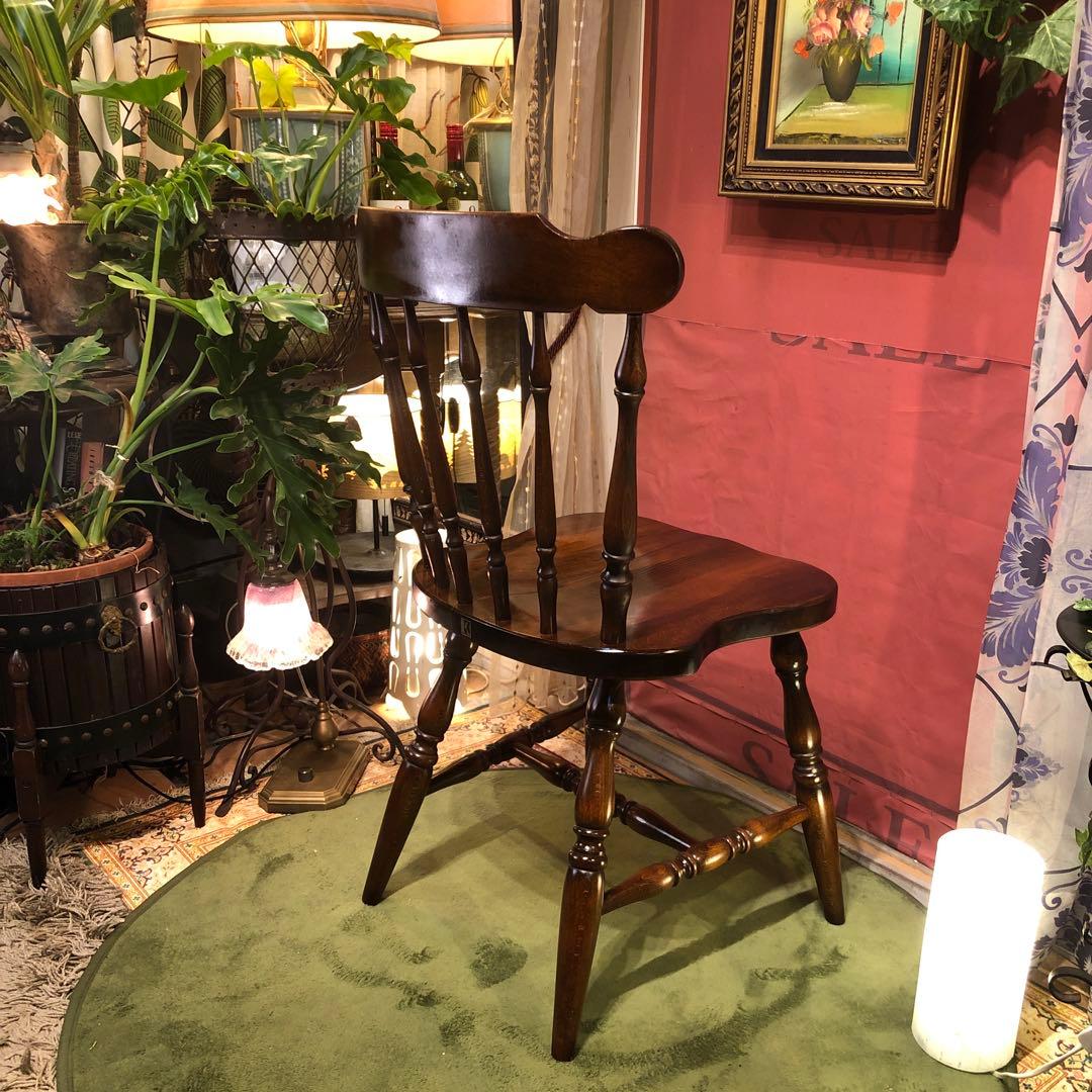 L ２-２　キツツキマーク ヴィンテージ スピンドルチェア　飛騨産業